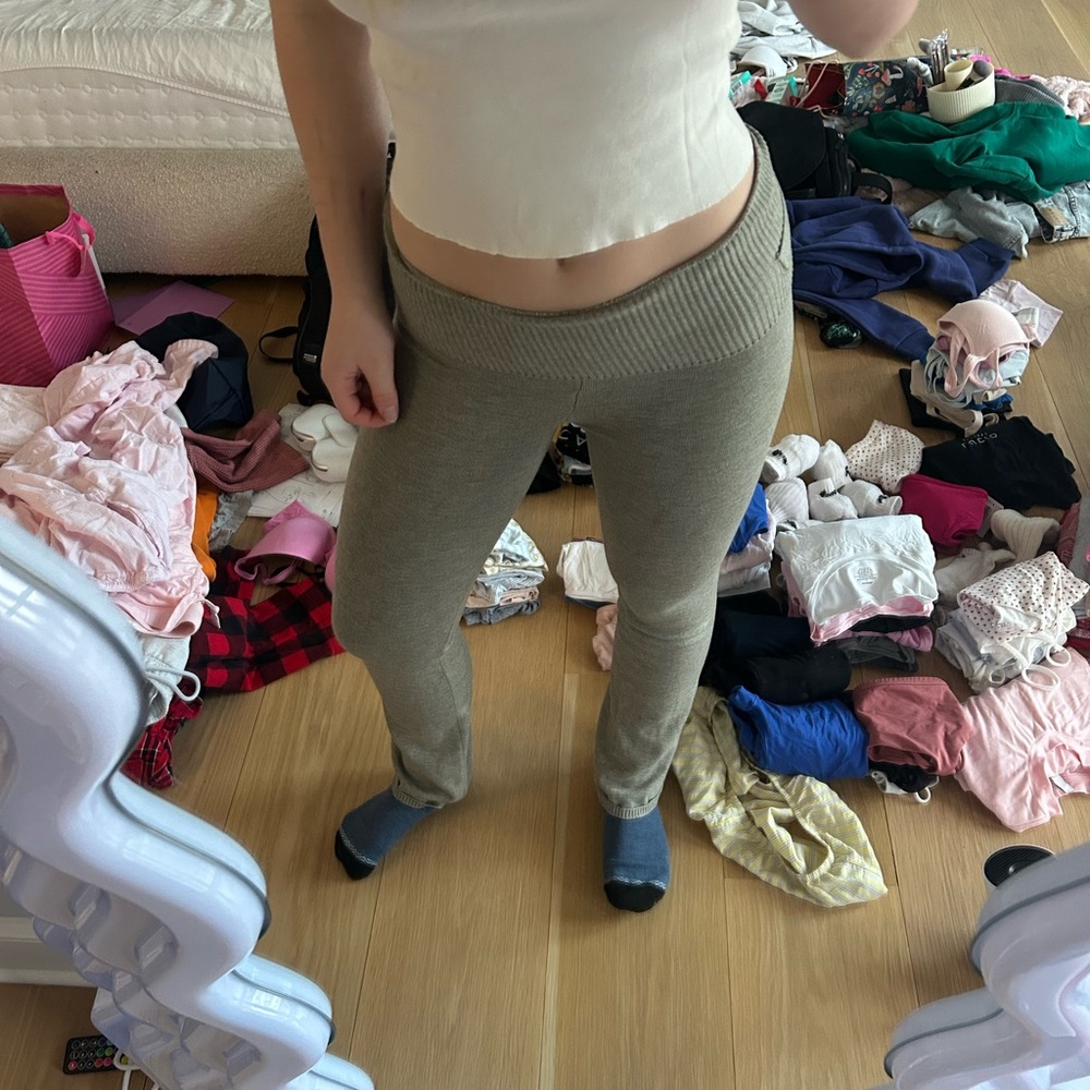 Green Fold Over Pants With Buckle